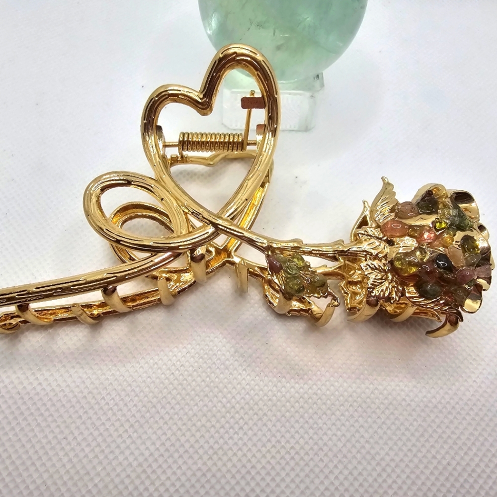 Flower Hair Clip with Turmoline
